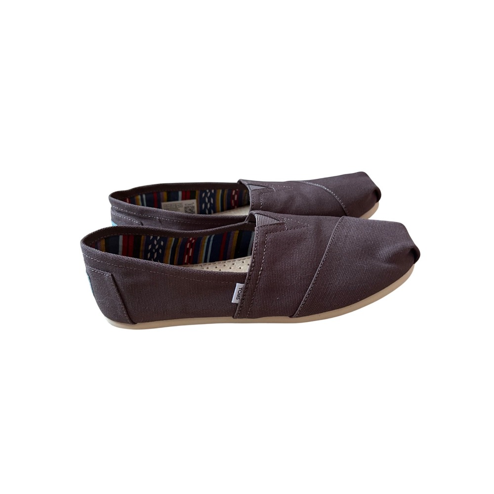 TOMS Womens Classic Alpargata Canvas Slip On Loafers‎ Dark Grey Charcoal 7.5 NWT